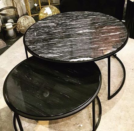 Black Marble Nest Of 2 Coffee Tables — Halidon Home | Furniture & Home Intended For Marble Console Tables Set Of  (View 8 of 20)