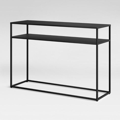 Black Metal Console Table Intended For Walnut Wood And Gold Metal Console Tables (View 7 of 20)