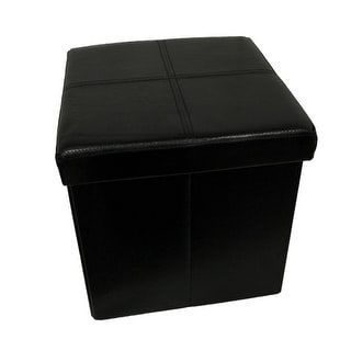 Black Padded Foldable Storage Ottoman Cube | Storage Cube Ottoman, Cube With Solid Cuboid Pouf Ottomans (Gallery 19 of 20)