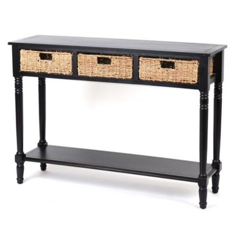 Black Storage Basket Console Table At Kirkland's | Storage Baskets With Black Wood Storage Console Tables (View 17 of 20)
