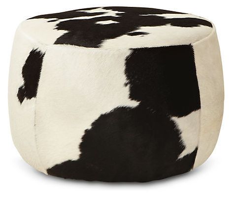 Black & White Buff/brown Cowhide Round Ottomans In Stools & Ottomans Inside Warm Brown Cowhide Pouf Ottomans (View 13 of 20)