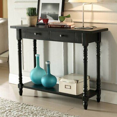 Black Wooden Console Table Behind Sofa Entry Hallway Accent Storage 2 Within White Triangular Console Tables (View 9 of 20)