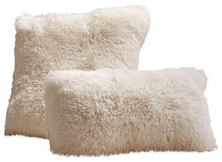 Bliss Home & Design Faux Fur White Pillows, Set Of 2 – Decorative With Lack Faux Fur Round Accent Stools With Storage (View 17 of 20)