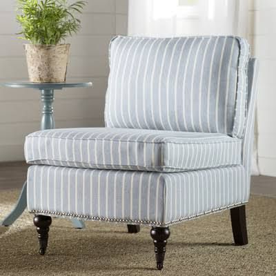 Blue And White Accent Chair | Upholstered Side Chair, White Accent Intended For White Textured Round Accent Stools (View 3 of 20)