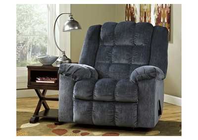 Blue Ludden Recliner Langlois Furniture – Muskegon, Mi Pertaining To Round Blue Faux Leather Ottomans With Pull Tab (Gallery 19 of 20)