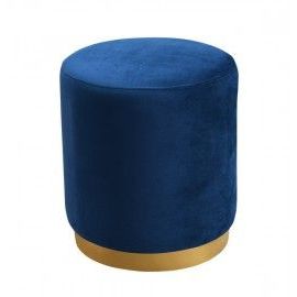 Blue Round Velvet Ottoman Footstool Gold Metal Base | Пуф, Мебель Из Regarding Textured Blush Round Pouf Ottomans (View 5 of 20)