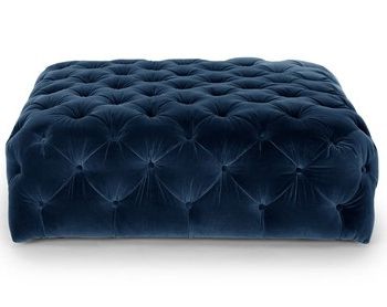 Blue Velvet Fabric Modern Button Tufted Diamond Upholstered Cocktail Regarding Blue Fabric Tufted Surfboard Ottomans (View 3 of 20)