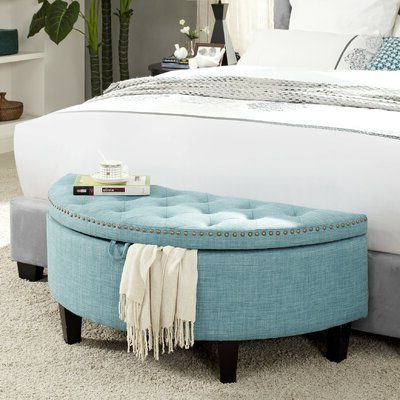 Blue Wedge Ottomans & Poufs You'll Love In 2020 | Wayfair Throughout Fabric Tufted Storage Ottomans (View 6 of 19)