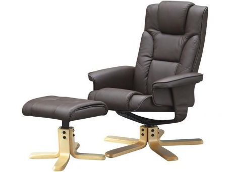 Boston Recliner Chair With Swivel And Footstool – Black Or Brown – Faux Inside Black Faux Leather Swivel Recliners (View 1 of 20)