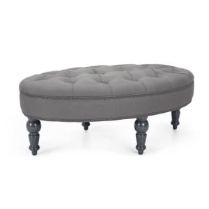 Bouji Oval Ottoman In Graphite Grey And Slate | Made Intended For Gray Velvet Oval Ottomans (Gallery 19 of 20)