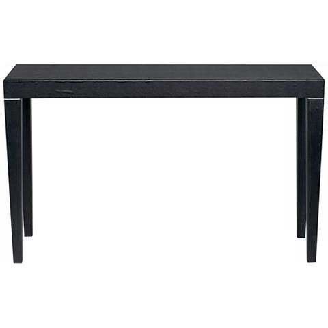 Boutique Black Faux Leather Console Table – #r5427 | Lamps Plus Regarding Faux White Marble And Metal Console Tables (View 11 of 20)