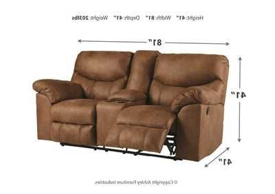 Boxberg Reclining Loveseat With Console J&d Furniture | Vineland, Nj With Regard To Round Beige Faux Leather Ottomans With Pull Tab (View 7 of 20)