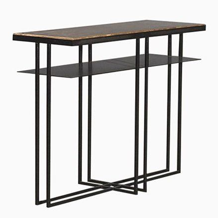 Brass Cross Binate Side Tablerichy Almond For Novocastrian | Metal In Black Metal And Marble Console Tables (View 1 of 20)
