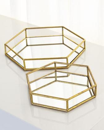 Brass Mirrored Nesting Trays Inside Round Gold Metal Cage Nesting Ottomans Set Of  (View 11 of 20)
