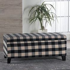Brianna Black White Checker Fabric Storage Ottoman — Find Out More Inside White And Blush Fabric Square Ottomans (Gallery 19 of 20)