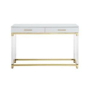 Briar High Gloss Console Table Acrylic Legs And Metal Base White/gold In White Gloss And Maple Cream Console Tables (View 6 of 20)