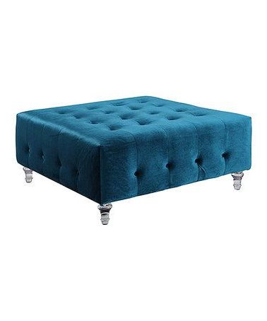Bright Blue Button Tufted Acrylic Ottoman | Ottoman, Velvet Ottoman Inside Tufted Gray Velvet Ottomans (View 10 of 20)