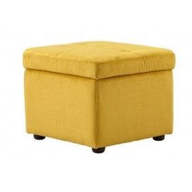 Bright Yellow Fabric Square Storage Ottoman Footstool | Square Storage With Regard To White Wool Square Pouf Ottomans (View 2 of 20)
