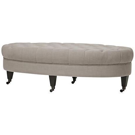 Brighton Beige Linen Tufted Modern Ottoman – #3p771 | Lampsplus For Linen Fabric Tufted Surfboard Ottomans (View 7 of 20)
