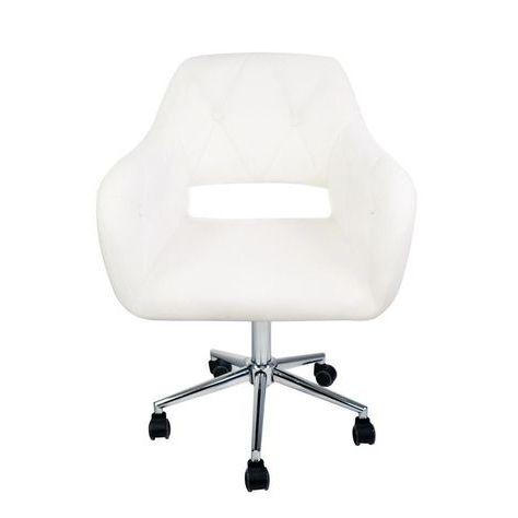 Brittney Tufted Leatherette Vanity Chair In 2020 | White Vanity Chair Pertaining To White And Clear Acrylic Tufted Vanity Stools (View 2 of 20)