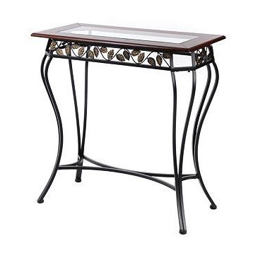 Bronze Leaf Walnut & Glass Console Table | Console Table, Table, Entry With Antiqued Gold Leaf Console Tables (View 1 of 20)