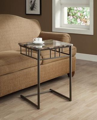 Bronze Metal Snack Table – Cappuccino Marble Top – Click To Enlarge Pertaining To Faux White Marble And Metal Console Tables (View 2 of 20)