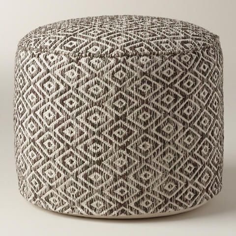 Brown And White Diamond Wool Pouf | Pouf, Leather Living Room Furniture For White Ivory Wool Pouf Ottomans (View 9 of 20)