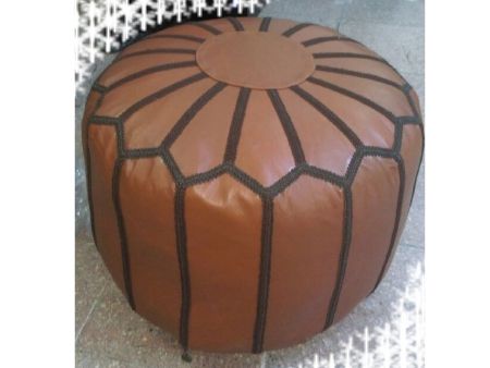 Brown Leather Pouffe Pouf Puff Footstool Ottoman [ Buy 2 Save $20 ] Throughout Brown Leather Round Pouf Ottomans (View 17 of 20)