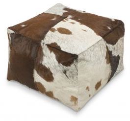 Brown/white Block Cowhide Ottoman | Hgliving With Warm Brown Cowhide Pouf Ottomans (View 6 of 20)