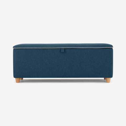 Burcot Upholstered Storage Bench, Contrast Grey | Made Within Black Fresh Floral Velvet Pouf Ottomans (View 10 of 20)