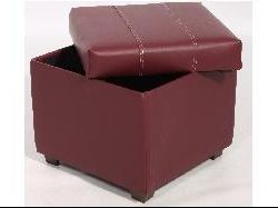 Burgundy Faux Leather Storage Ottoman – Free Shipping Today – Overstock For Small White Hide Leather Ottomans (View 17 of 20)