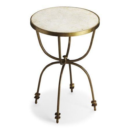 Butler Hager Marble & Metal Accent Table – Walmart | Metal Accent For Black Metal And Marble Console Tables (View 17 of 20)