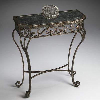 Butler Metalworks Wrought Iron Black Fossil Console Table – Entry With Regard To Metal Console Tables (View 3 of 20)