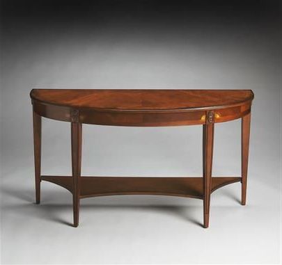 Butler Specialty Masterpiece Astor Brown Demilune Console Table Inside Heartwood Cherry Wood Console Tables (View 4 of 20)