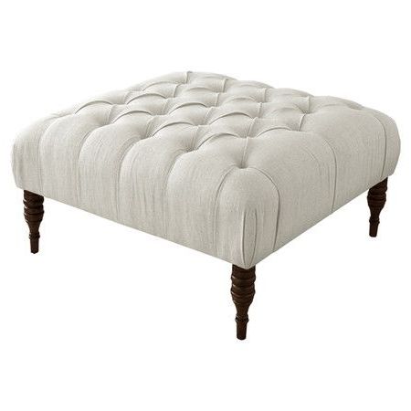 Button Tufted Cocktail Ottoman With Pine Wood Frame (View 11 of 20)