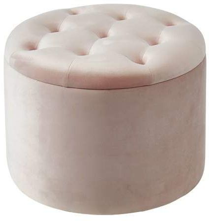Button Tufted Velvet Storage Ottoman, Pink – Walmart | Round Intended For Light Gray Fabric Tufted Round Storage Ottomans (View 15 of 20)