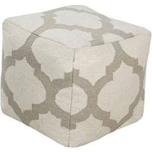 Buy 18" Ivory And Light Gray Spaded Spheres Wool Square Pouf Ottoman In Regarding Light Gray Cylinder Pouf Ottomans (View 17 of 20)