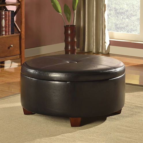 Buy Brenton Faux Leather Round Storage Ottoman Today At Jcpenney With Round Black Tasseled Ottomans (View 12 of 20)
