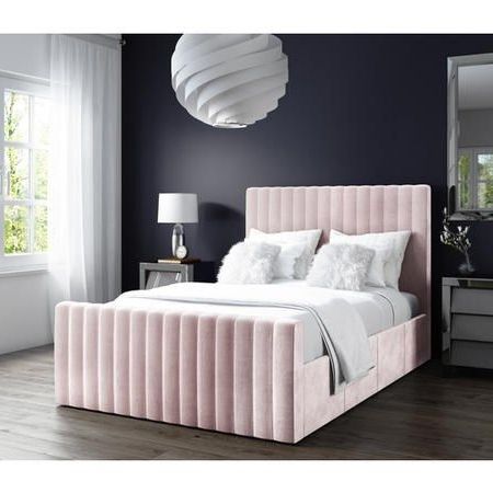 Buy Khloe Double Side Ottoman Bed In Baby Pink Velvet From Furniture123 For Glam Light Pink Velvet Tufted Ottomans (View 9 of 20)