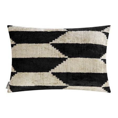 Buy Les Ottomans Velvet Cushion – 40x50cm – Black/white Pattern | Amara For Gray Velvet Brushed Geometric Pattern Ottomans (View 17 of 20)