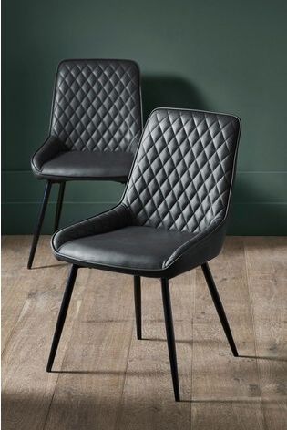 Buy Set Of 2 Hamilton Dining Chairs With Black Legs From The Next Uk Throughout Round Gray And Black Velvet Ottomans Set Of  (View 2 of 20)