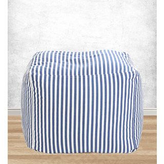 Buy Style Homez Square Cotton Canvas Stripes Printed Bean Bag Ottoman For Navy Cotton Woven Pouf Ottomans (View 18 of 20)