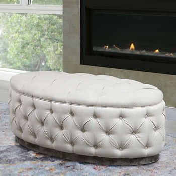 Callen Tufted Fabric Oval Ottoman | Oval Ottoman, Tufted Leather Within Snow Tufted Fabric Ottomans (View 7 of 20)
