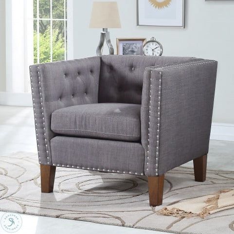 Campbell Grey Accent Chair From Steve Silver | Coleman Furniture Pertaining To Satin Gray Wood Accent Stools (View 7 of 20)