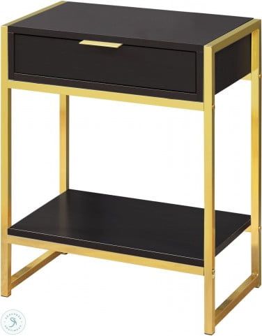 Cappuccino And Gold Metal 24" Drawer Accent Table From Monarch With Regard To Antiqued Gold Rectangular Console Tables (View 4 of 20)