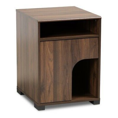 Cat Litter Box Cover / Cat House Side Table Furniture Walnut Brown For Walnut Wood Storage Trunk Console Tables (View 2 of 20)