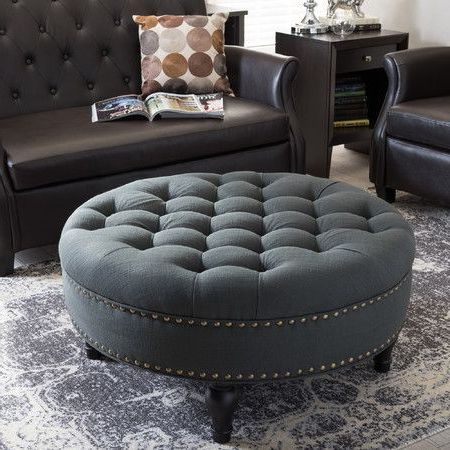 Catherine Tufted Ottoman | Round Tufted Ottoman, Tufted Ottoman Inside Gray Tufted Cocktail Ottomans (View 1 of 20)