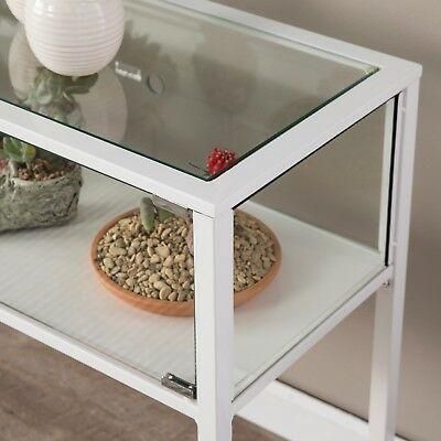 Cct37988 White Metal / Glass Display Console Table Pertaining To Gloss White Steel Console Tables (View 1 of 20)