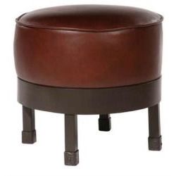 Cedarvale Iron Ottoman (std. Faux Leather In Black Leather, Rust Regarding Black And White Zigzag Pouf Ottomans (Gallery 20 of 20)