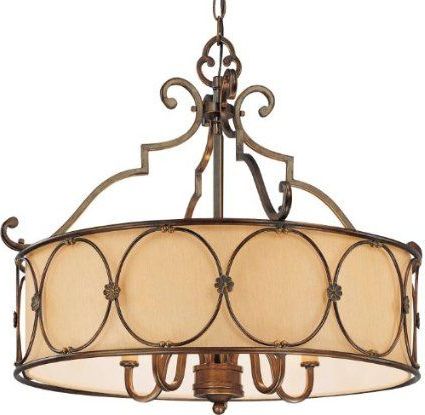 Chandelier For Over Kitchen Table | Drum Shade Chandelier, Chandelier In Light Natural Drum Console Tables (View 1 of 20)